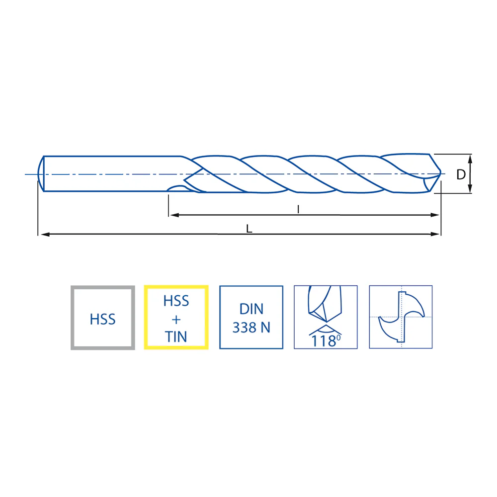 Broca mango cilíndrico Izar HSS 1010 D-16,5 - Imagen 2